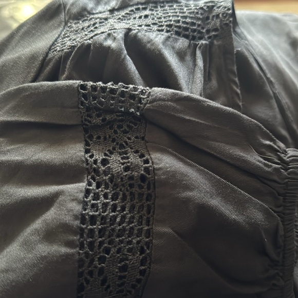 Old Navy black V long sleeves crochet detailing waist ties dress Sz L Tall new - Picture 8 of 8